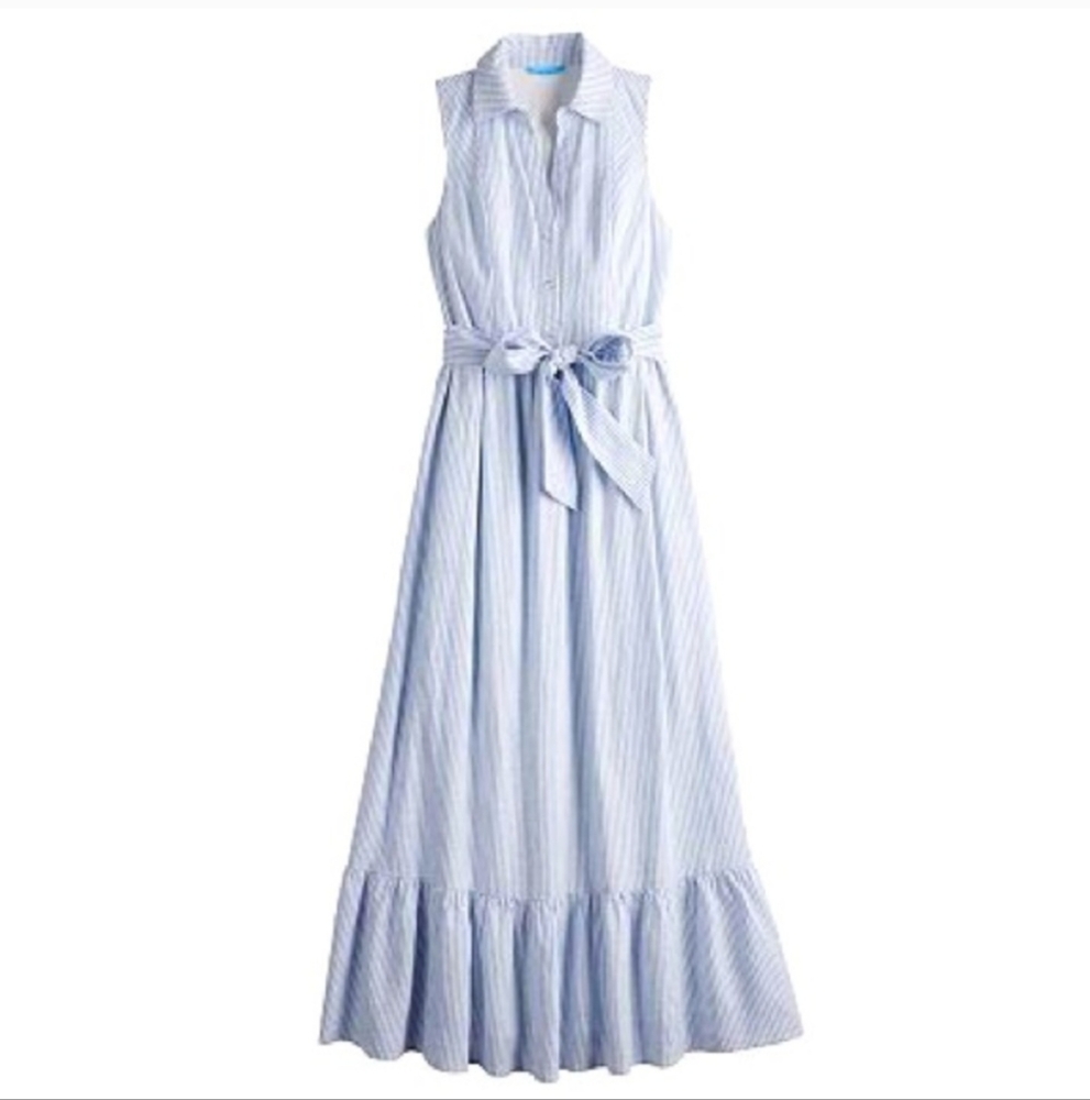 Draper James Blue Ruffled Tie Front Halter Maxi Dress